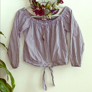 Striped Peasant crop top